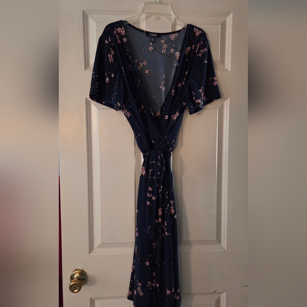 Chaps Navy Floral Midi Dress